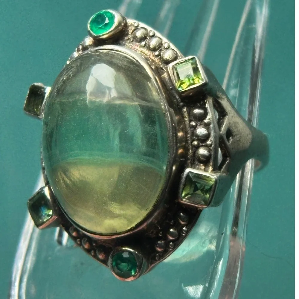 Nicky‎ Butler Sterling Silver Prehnite Peridot Emerald Statement Ring 925 Size 9